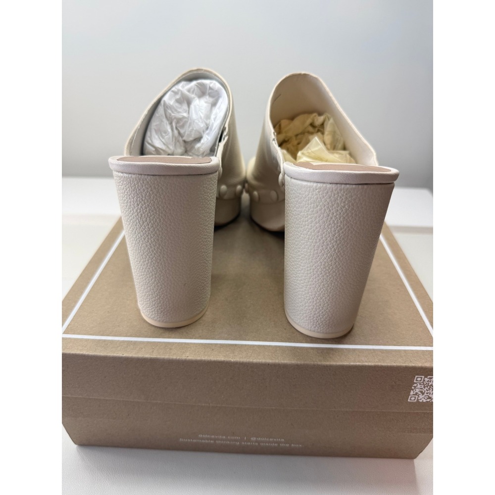 Dolce Vita Emol Ivory Leather Clog Mules Studded Block Heel Womens 10 NEW - Picture 5 of 9
